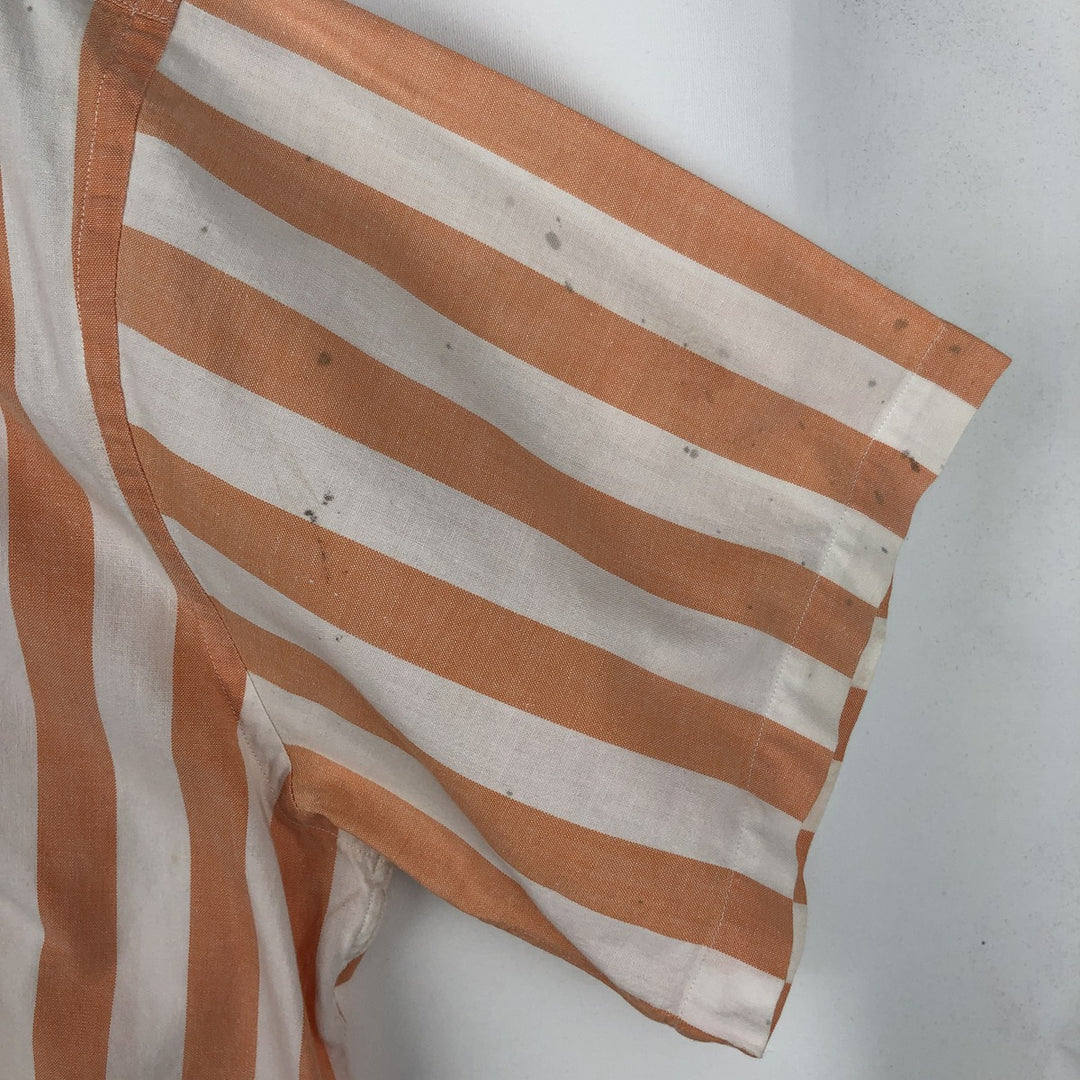 Vintage 1980'S Ralph Lauren CHAPS short-sleeved button-down striped shirt, men's size L (approx.). cotton orange type Vintage Second Hand