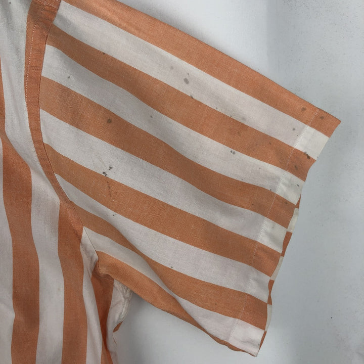 Vintage 1980'S Ralph Lauren CHAPS short-sleeved button-down striped shirt, men's size L (approx.). cotton orange type Vintage Second Hand