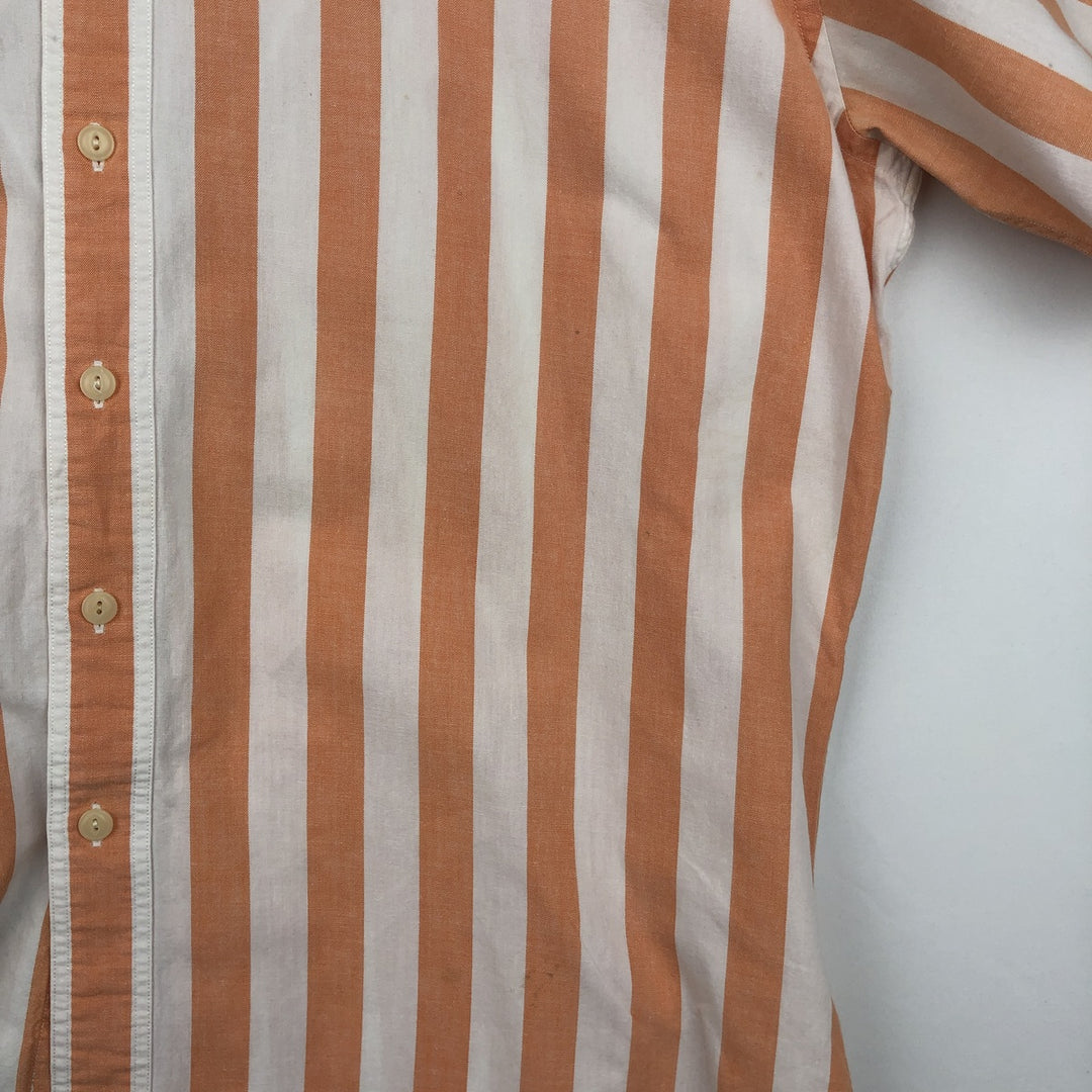 Vintage 1980'S Ralph Lauren CHAPS short-sleeved button-down striped shirt, men's size L (approx.). cotton orange type Vintage Second Hand