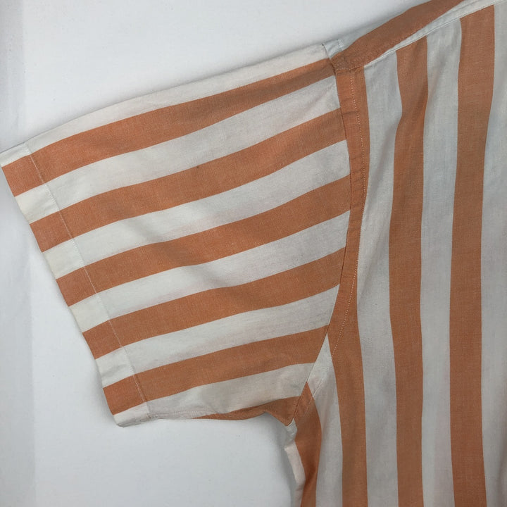 Vintage 1980'S Ralph Lauren CHAPS short-sleeved button-down striped shirt, men's size L (approx.). cotton orange type Vintage Second Hand