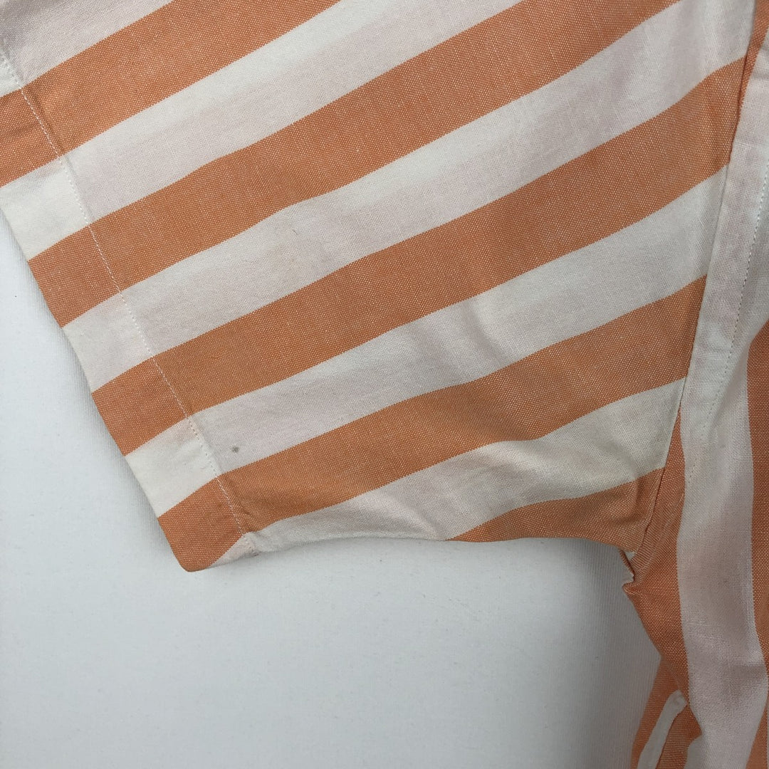 Vintage 1980'S Ralph Lauren CHAPS short-sleeved button-down striped shirt, men's size L (approx.). cotton orange type Vintage Second Hand