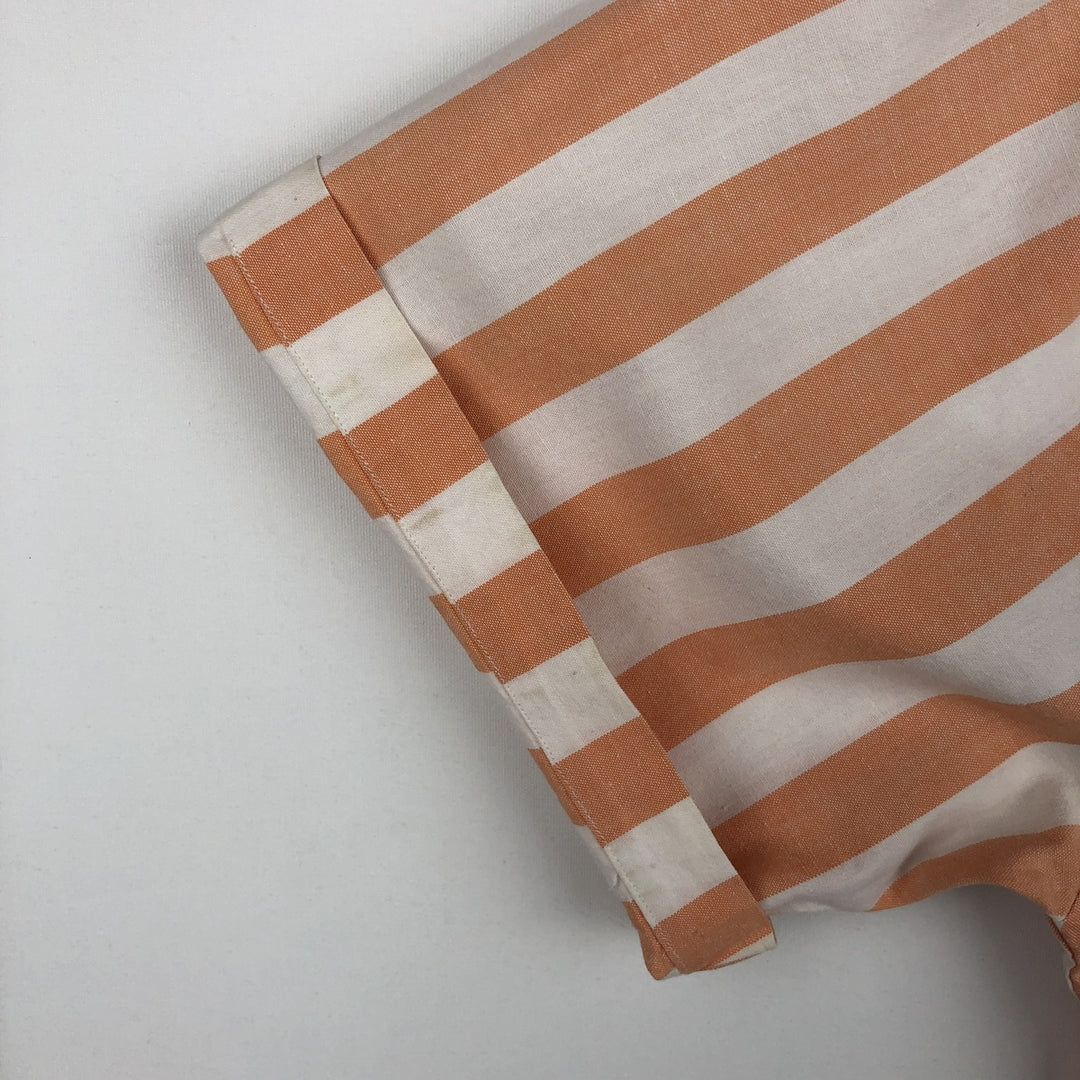 Vintage 1980'S Ralph Lauren CHAPS short-sleeved button-down striped shirt, men's size L (approx.). cotton orange type Vintage Second Hand