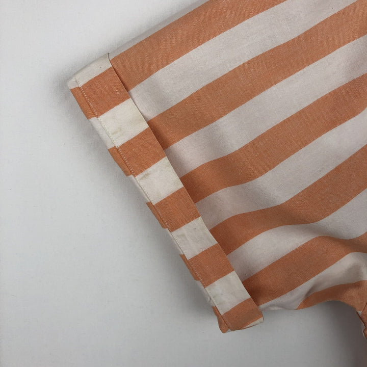 Vintage 1980'S Ralph Lauren CHAPS short-sleeved button-down striped shirt, men's size L (approx.). cotton orange type Vintage Second Hand