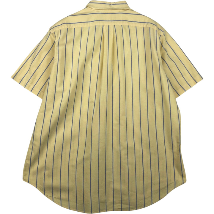 Ralph Lauren Classic Fit Short Sleeve Button Down Striped Shirt Men's Size L cotton lemon yellow Vintage Second Hand