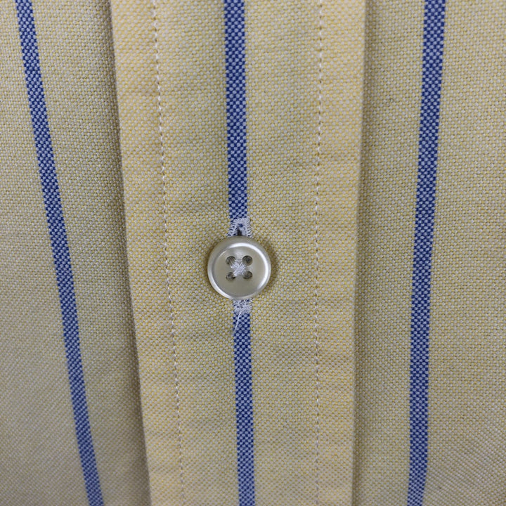 Ralph Lauren Classic Fit Short Sleeve Button Down Striped Shirt Men's Size L cotton lemon yellow Vintage Second Hand