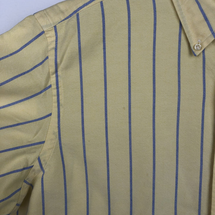 Ralph Lauren Classic Fit Short Sleeve Button Down Striped Shirt Men's Size L cotton lemon yellow Vintage Second Hand