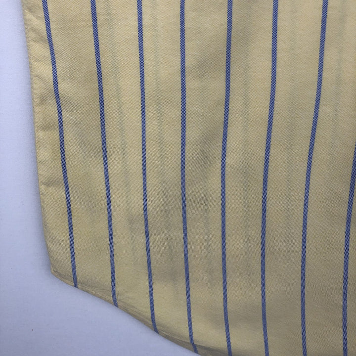 Ralph Lauren Classic Fit Short Sleeve Button Down Striped Shirt Men's Size L cotton lemon yellow Vintage Second Hand