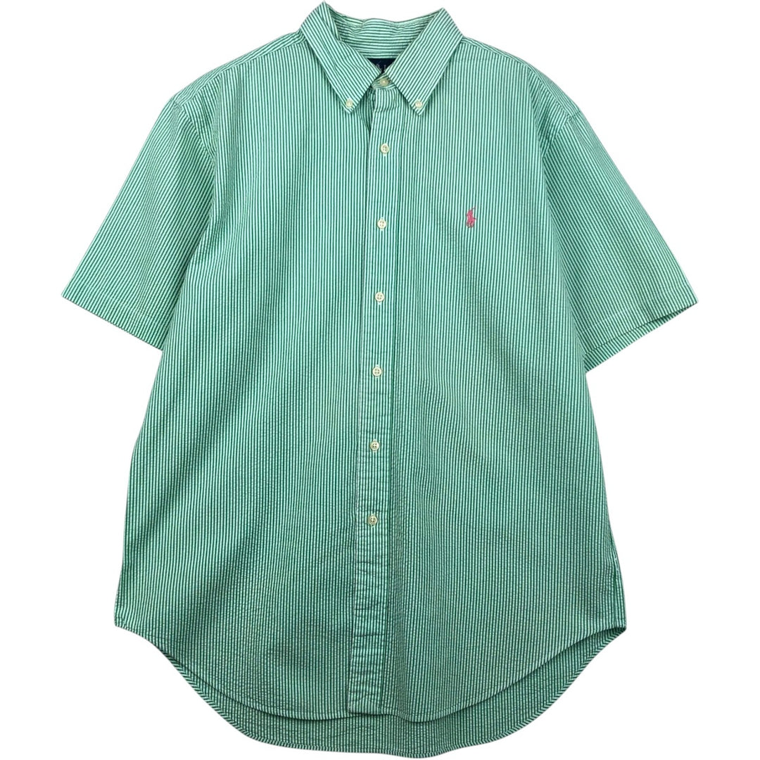 Ralph Lauren CLASSIC FIT Classic Fit Seersucker Short Sleeve Button Down Striped Shirt Men's L cotton green type Vintage Second Hand