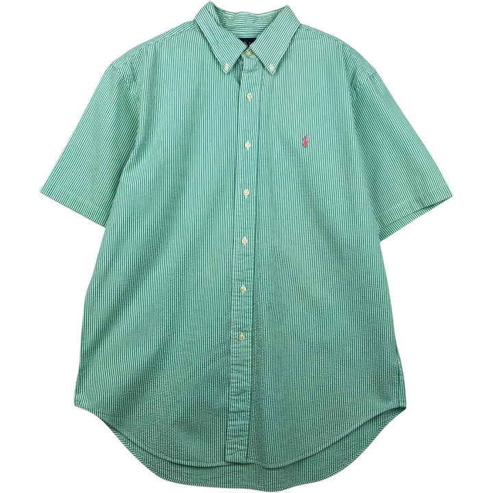 Ralph Lauren CLASSIC FIT Classic Fit Seersucker Short Sleeve Button Down Striped Shirt Men's L cotton green type Vintage Second Hand