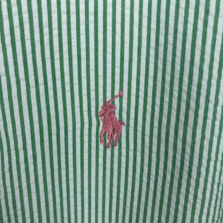 Ralph Lauren CLASSIC FIT Classic Fit Seersucker Short Sleeve Button Down Striped Shirt Men's L cotton green type Vintage Second Hand