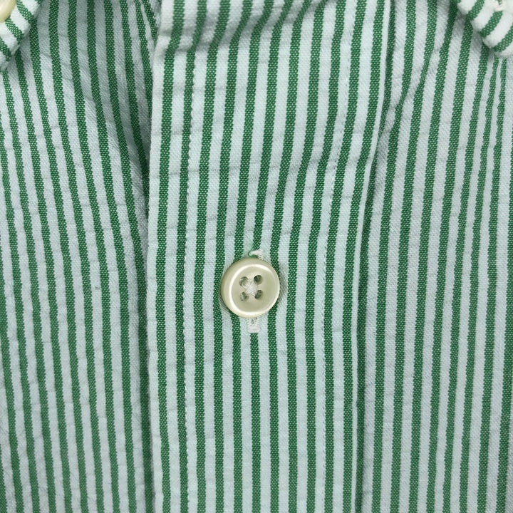 Ralph Lauren CLASSIC FIT Classic Fit Seersucker Short Sleeve Button Down Striped Shirt Men's L cotton green type Vintage Second Hand