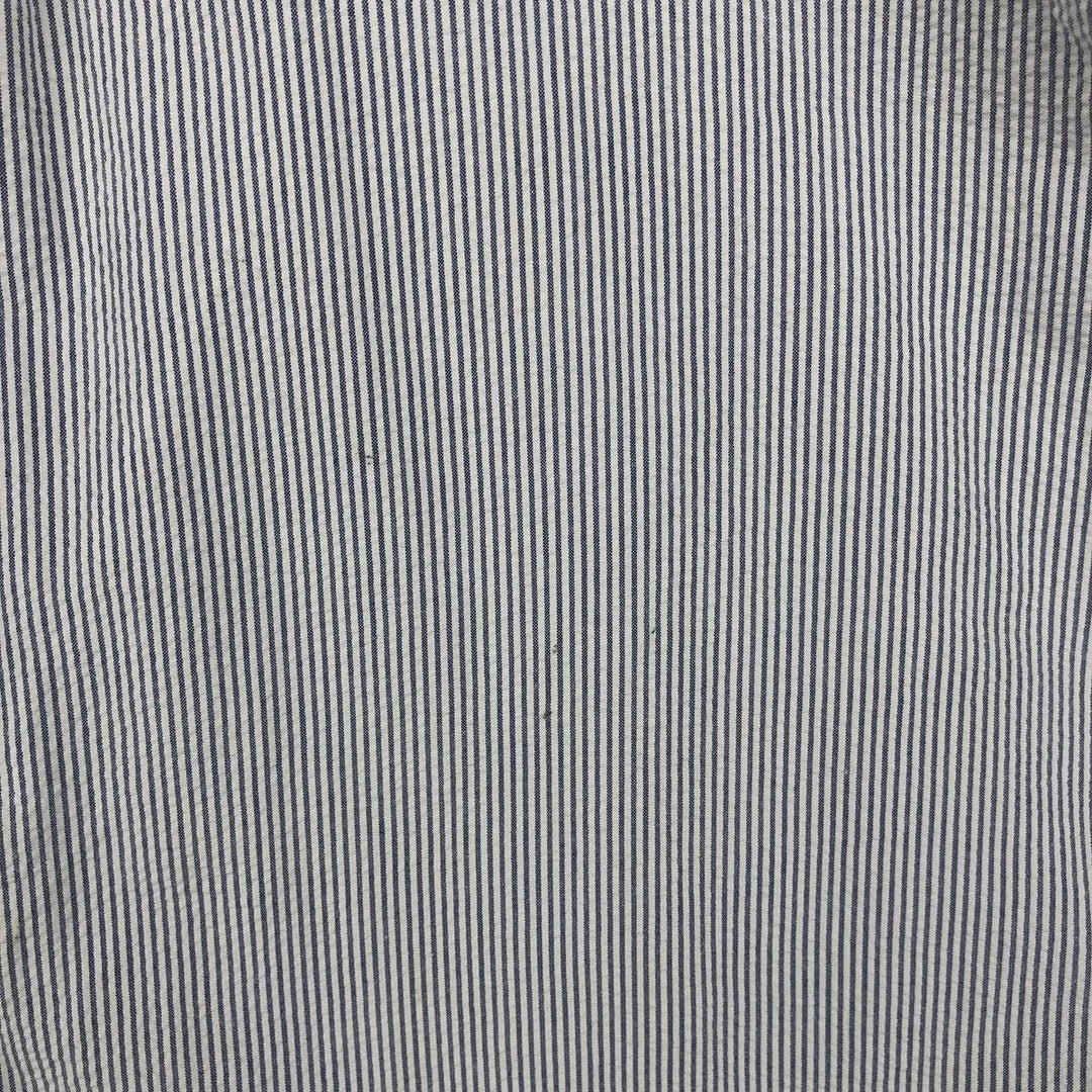 Ralph Lauren Seersucker Short Sleeve Button-Down Striped Shirt, Men's Size L cotton navy blue type Vintage Second Hand