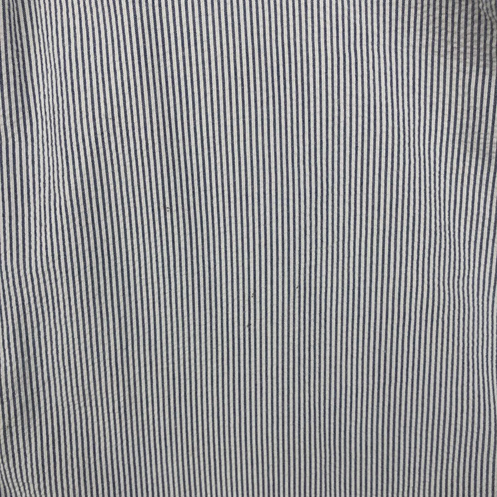 Ralph Lauren Seersucker Short Sleeve Button-Down Striped Shirt, Men's Size L cotton navy blue type Vintage Second Hand