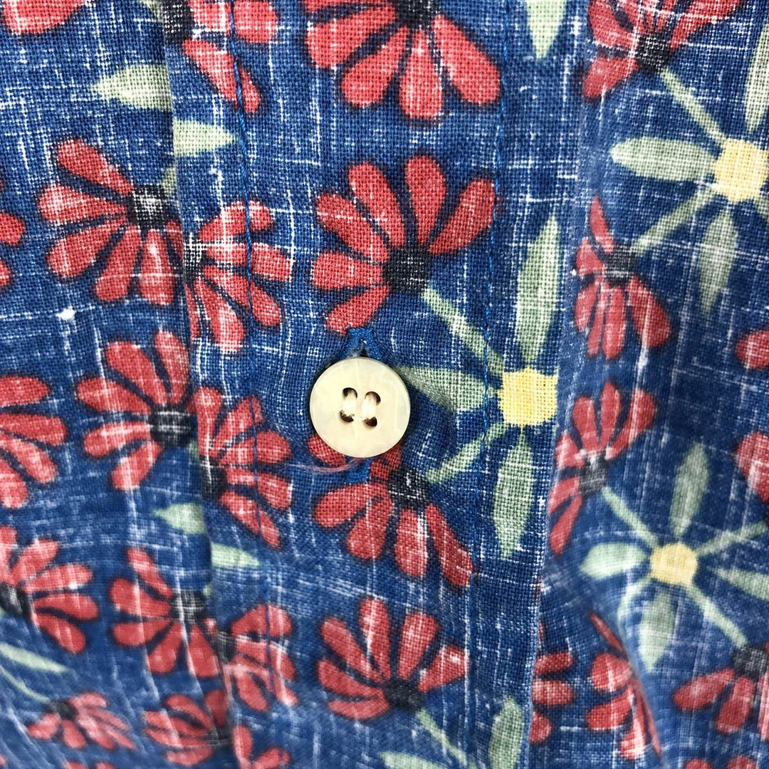 90'S Reyn Spooner Commemorative Classics Floral Button-Down Aloha Shirt, Boxy Shirt, Men's Size S (approx.) cotton blue type Vintage Second Hand