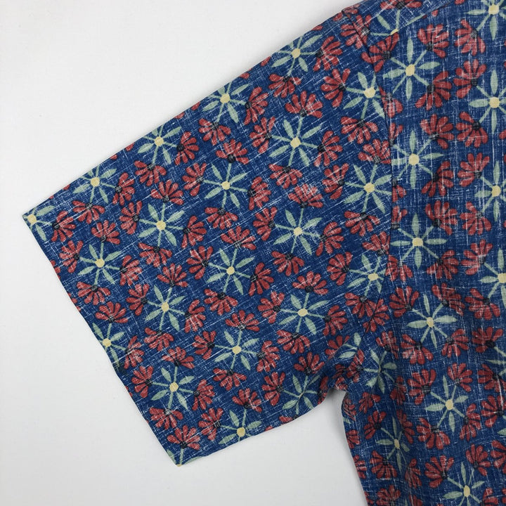 90'S Reyn Spooner Commemorative Classics Floral Button-Down Aloha Shirt, Boxy Shirt, Men's Size S (approx.) cotton blue type Vintage Second Hand