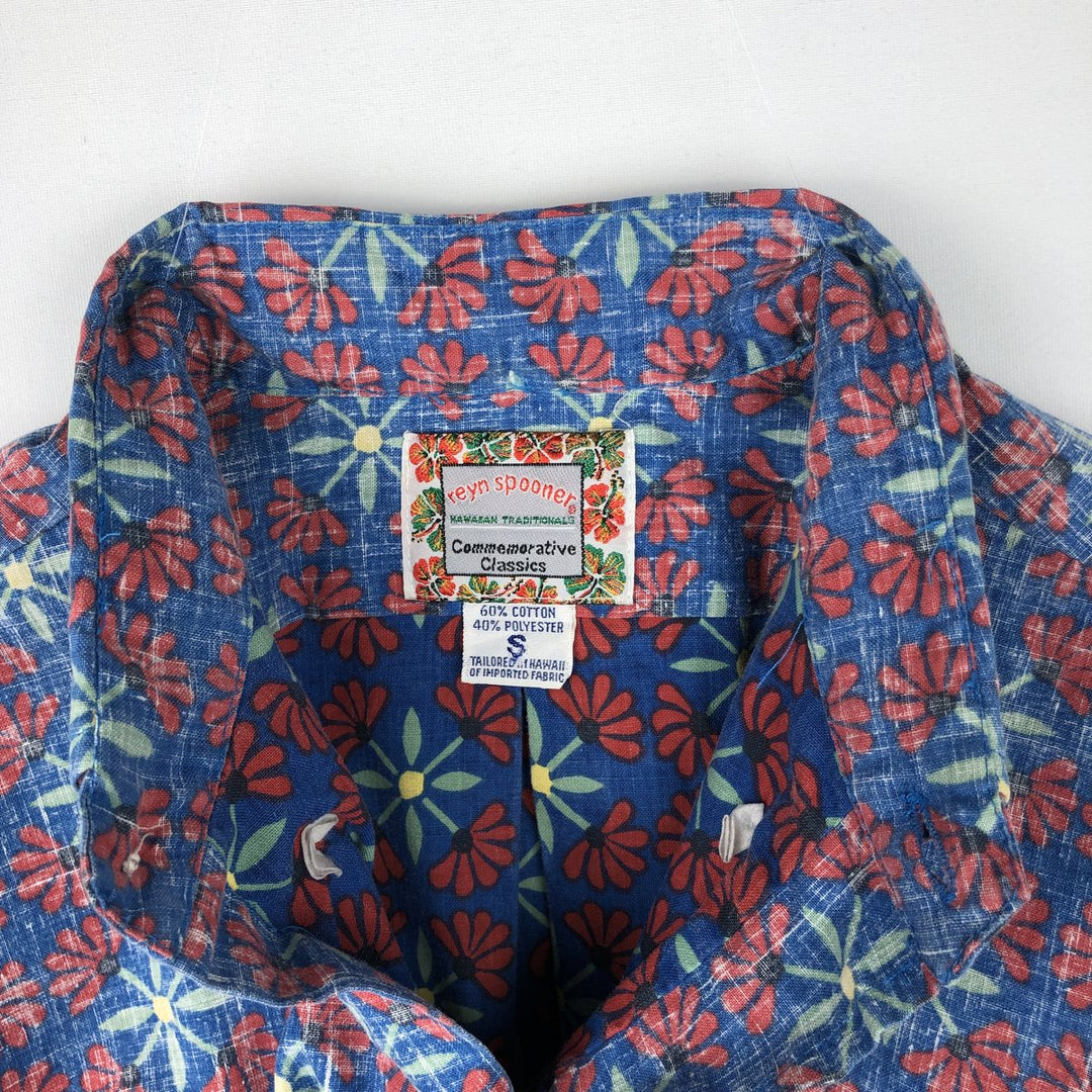 90'S Reyn Spooner Commemorative Classics Floral Button-Down Aloha Shirt, Boxy Shirt, Men's Size S (approx.) cotton blue type Vintage Second Hand