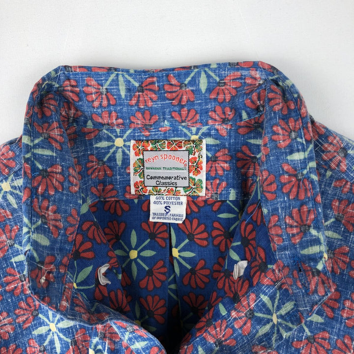 90'S Reyn Spooner Commemorative Classics Floral Button-Down Aloha Shirt, Boxy Shirt, Men's Size S (approx.) cotton blue type Vintage Second Hand
