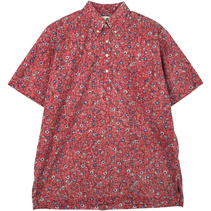 80'S Reyn Spooner Gold Tag Nude Tag Floral Button-Down Hawaiian Aloha Shirt Boxy Shirt Men's Size L (approx.) unclear red type Vintage Second Hand