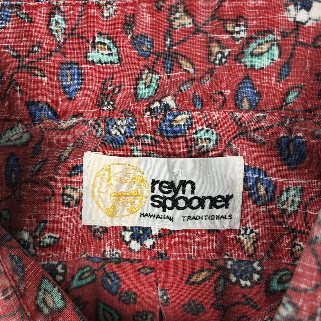 80'S Reyn Spooner Gold Tag Nude Tag Floral Button-Down Hawaiian Aloha Shirt Boxy Shirt Men's Size L (approx.) unclear red type Vintage Second Hand