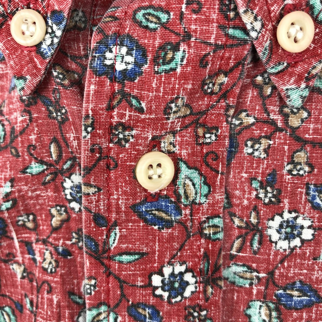 80'S Reyn Spooner Gold Tag Nude Tag Floral Button-Down Hawaiian Aloha Shirt Boxy Shirt Men's Size L (approx.) unclear red type Vintage Second Hand
