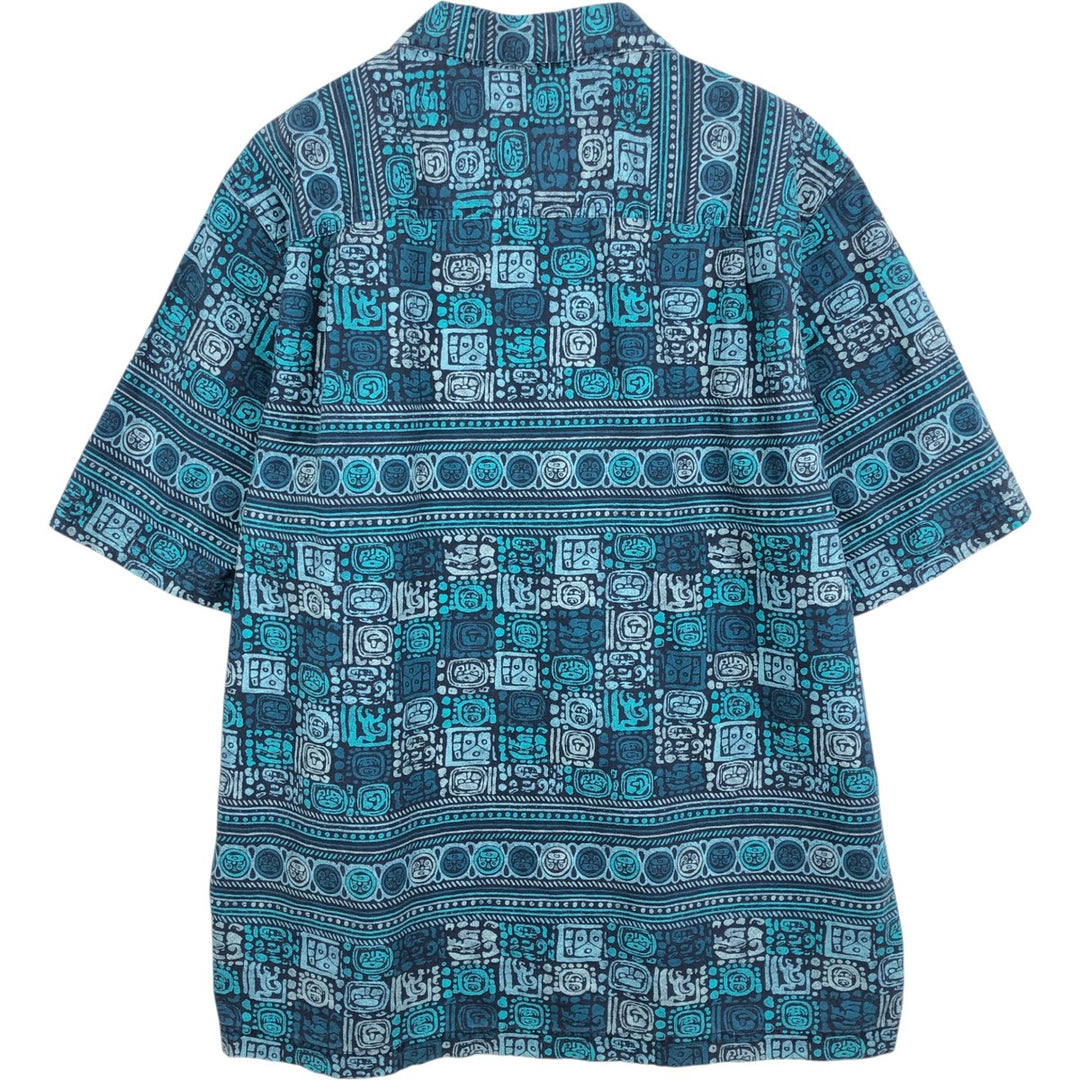 90s-00'S L.L.Bean Traditional Fit All-Over Print Open Collar Hawaiian Aloha Shirt, Boxy Shirt, Men's Size M (approx.) cotton blue type Vintage Second Hand