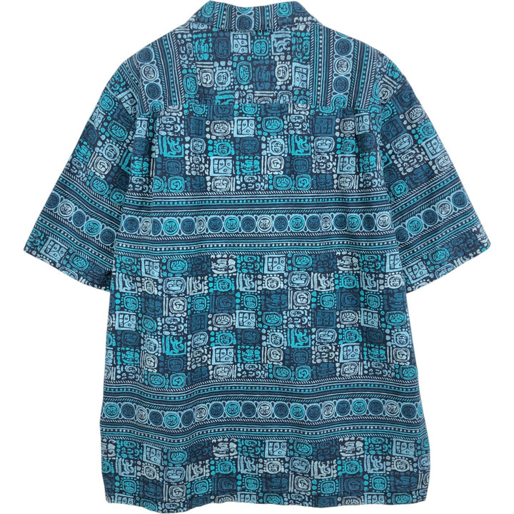 90s-00'S L.L.Bean Traditional Fit All-Over Print Open Collar Hawaiian Aloha Shirt, Boxy Shirt, Men's Size M (approx.) cotton blue type Vintage Second Hand