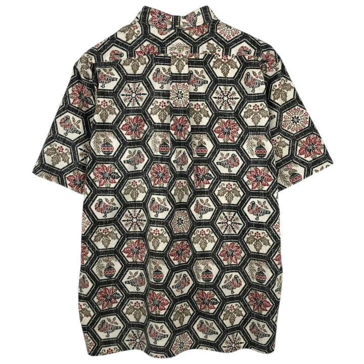Reyn Spooner MELE KALIKIMAKA Christmas Limited Edition All-Over Print Button-Down Aloha Shirt, Boxy Shirt, Men's Size L (approx.) cotton black type Vintage Second Hand