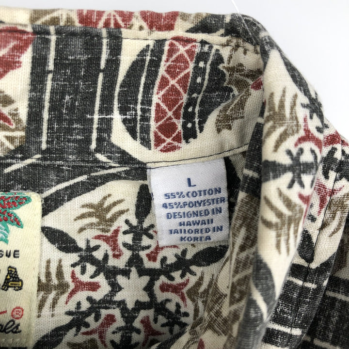 Reyn Spooner MELE KALIKIMAKA Christmas Limited Edition All-Over Print Button-Down Aloha Shirt, Boxy Shirt, Men's Size L (approx.) cotton black type Vintage Second Hand