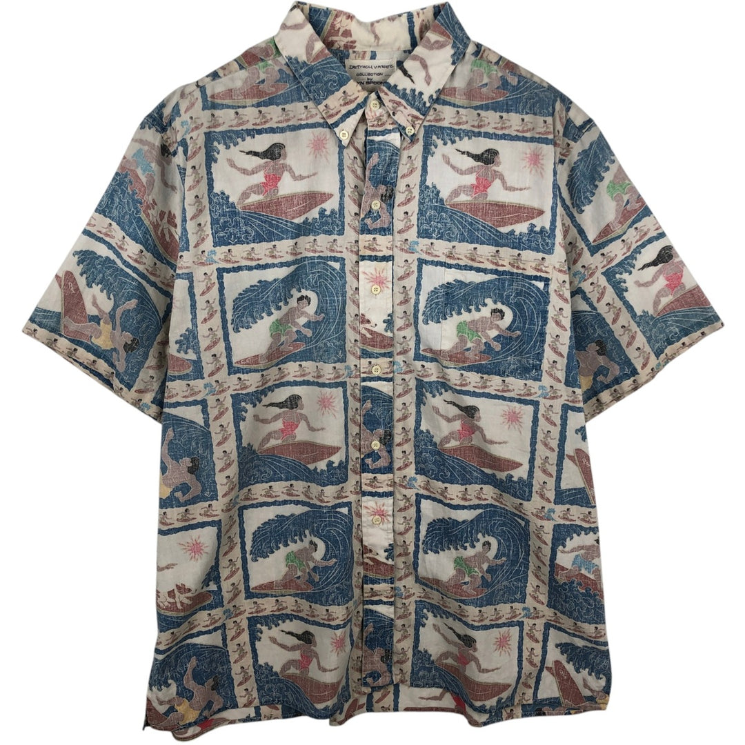 Reyn Spooner DIETRICH VAREZ COLLECTION Button-Down Hawaiian Aloha Shirt, Boxy Shirt, Men's XL (approx.) unclear blue type Vintage Second Hand
