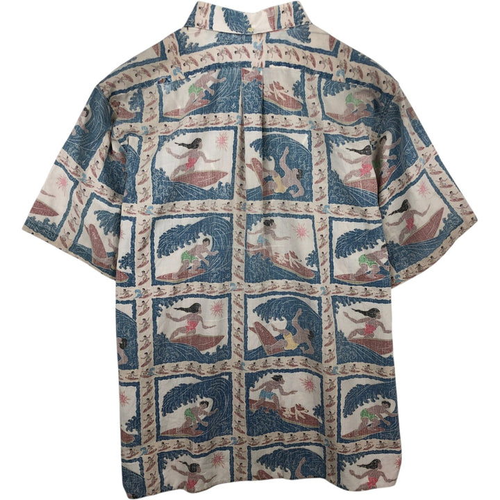 Reyn Spooner DIETRICH VAREZ COLLECTION Button-Down Hawaiian Aloha Shirt, Boxy Shirt, Men's XL (approx.) unclear blue type Vintage Second Hand