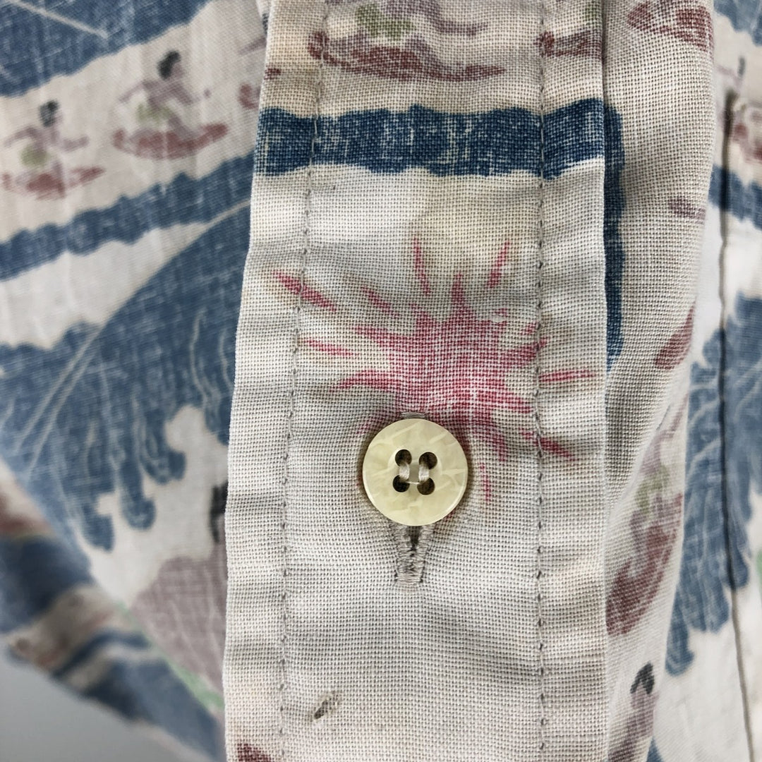 Reyn Spooner DIETRICH VAREZ COLLECTION Button-Down Hawaiian Aloha Shirt, Boxy Shirt, Men's XL (approx.) unclear blue type Vintage Second Hand
