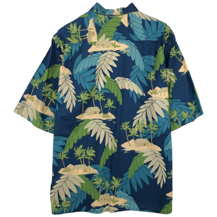 Reyn Spooner Hawaiian Aloha Shirt, Leaf Pattern, Boxy Fit, Men's Size M (approx.) cotton blue type Vintage Second Hand