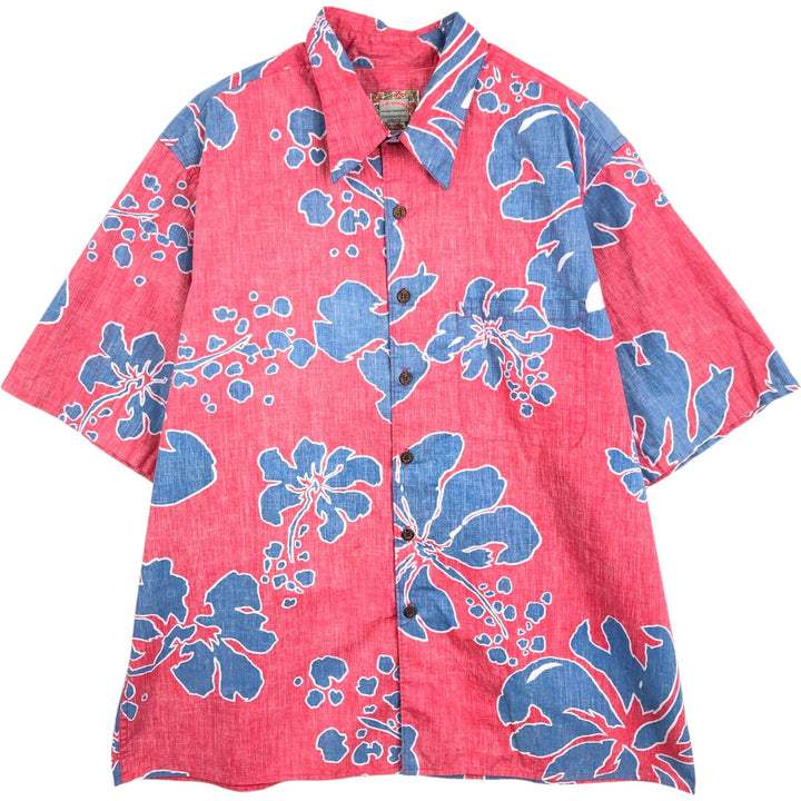 Reyn Spooner Commemorative Classics Hibiscus Pattern Hawaiian Aloha Shirt, Boxy Shirt, Made in Hawaii, Men's XL Equivalent cotton red type Vintage Second Hand