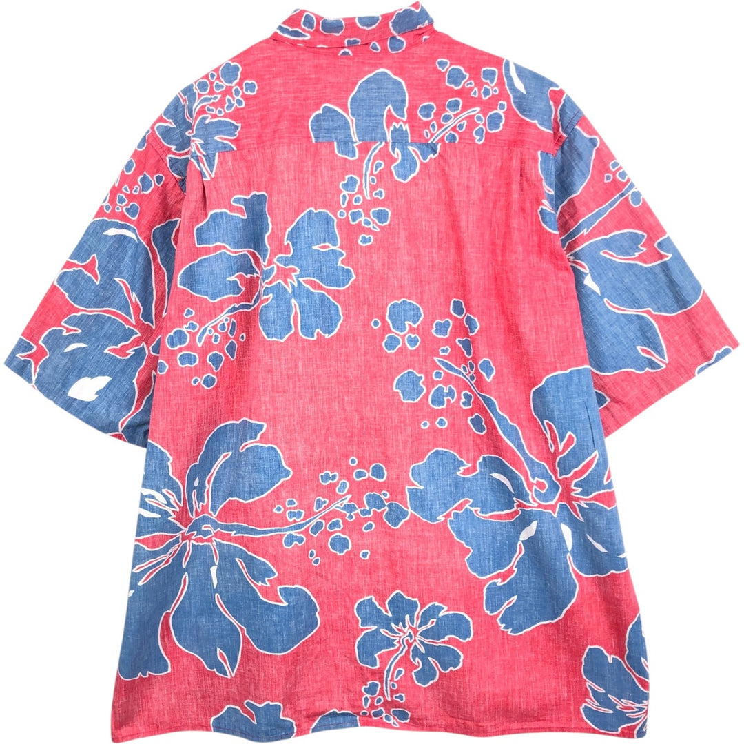 Reyn Spooner Commemorative Classics Hibiscus Pattern Hawaiian Aloha Shirt, Boxy Shirt, Made in Hawaii, Men's XL Equivalent cotton red type Vintage Second Hand