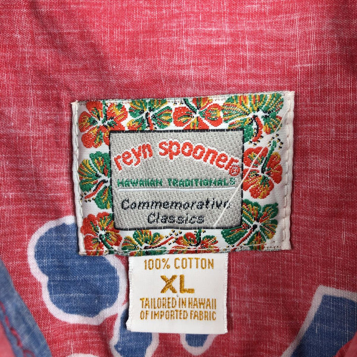 Reyn Spooner Commemorative Classics Hibiscus Pattern Hawaiian Aloha Shirt, Boxy Shirt, Made in Hawaii, Men's XL Equivalent cotton red type Vintage Second Hand