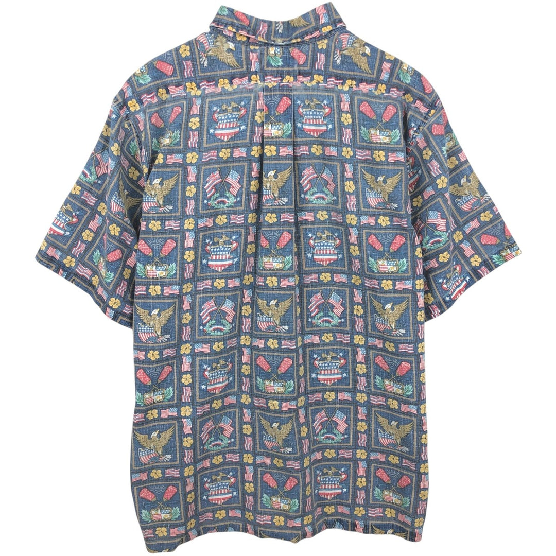 90'S Reyn Spooner DIETRICH VAREZ COLLECTION all-over print pullover button-down Aloha shirt, made in the USA. cotton navy blue type Vintage Second Hand