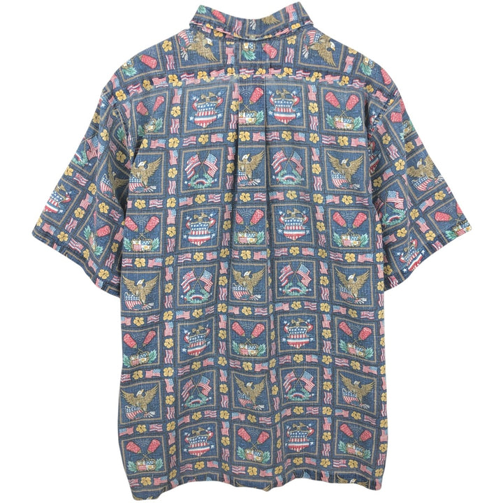 90'S Reyn Spooner DIETRICH VAREZ COLLECTION all-over print pullover button-down Aloha shirt, made in the USA. cotton navy blue type Vintage Second Hand