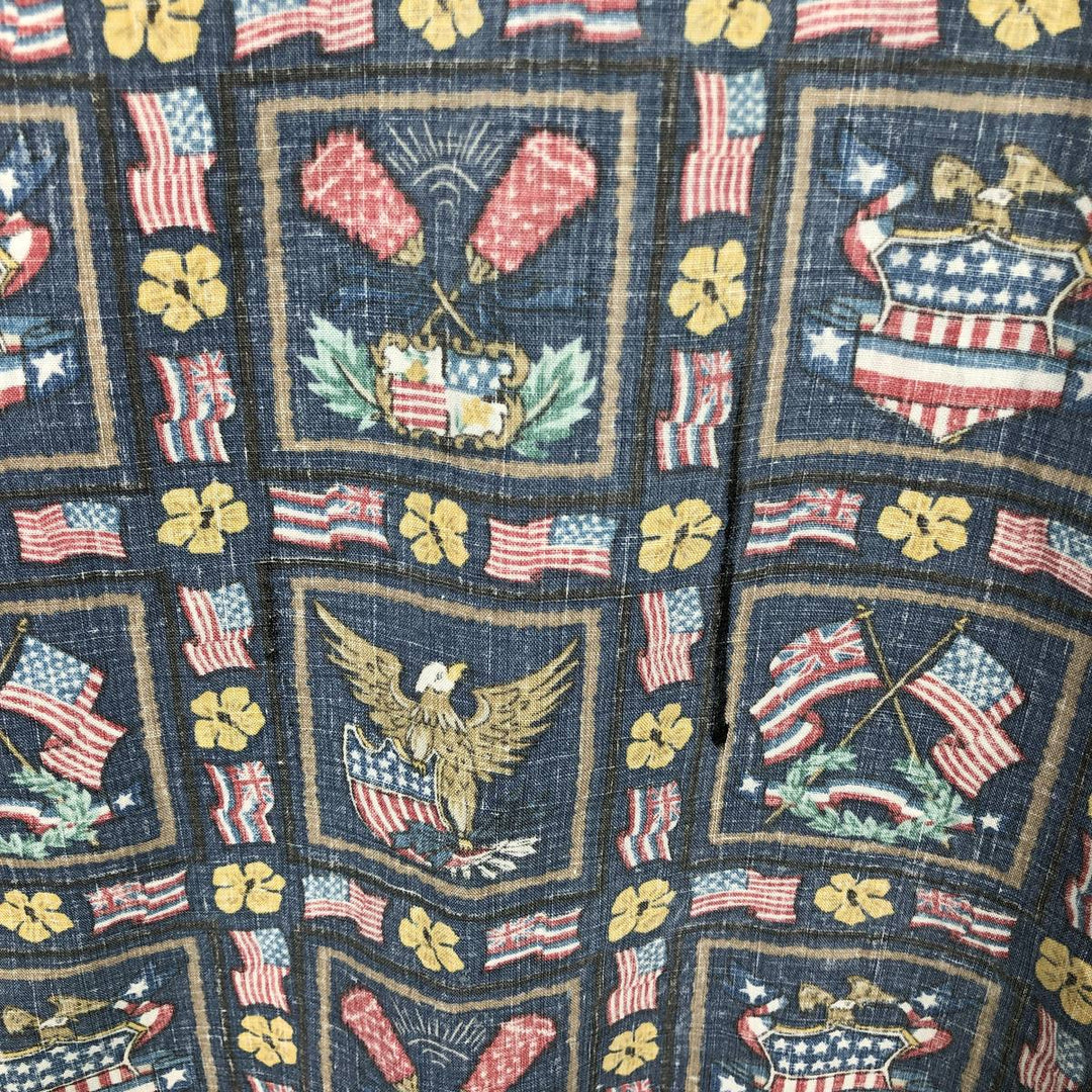90'S Reyn Spooner DIETRICH VAREZ COLLECTION all-over print pullover button-down Aloha shirt, made in the USA. cotton navy blue type Vintage Second Hand