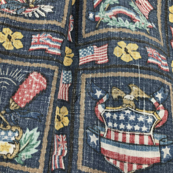 90'S Reyn Spooner DIETRICH VAREZ COLLECTION all-over print pullover button-down Aloha shirt, made in the USA. cotton navy blue type Vintage Second Hand