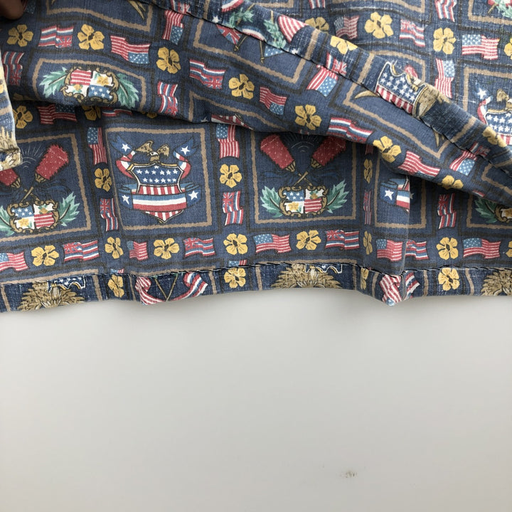 90'S Reyn Spooner DIETRICH VAREZ COLLECTION all-over print pullover button-down Aloha shirt, made in the USA. cotton navy blue type Vintage Second Hand