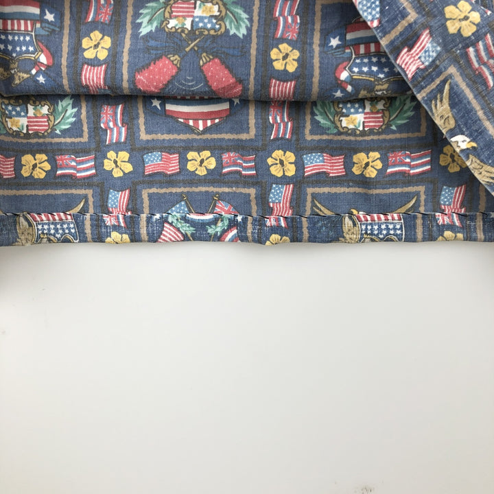90'S Reyn Spooner DIETRICH VAREZ COLLECTION all-over print pullover button-down Aloha shirt, made in the USA. cotton navy blue type Vintage Second Hand