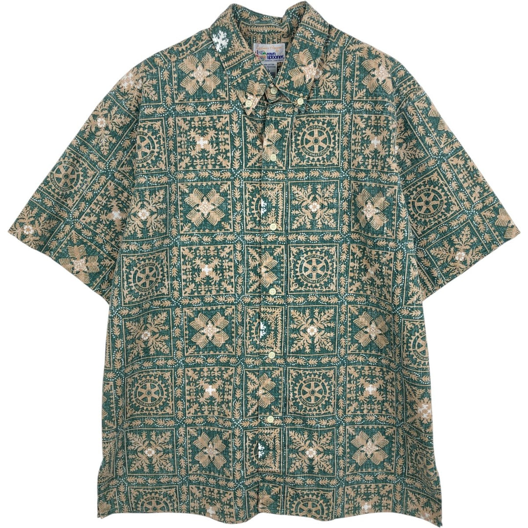 90'S Reyn Spooner Bikini Tag All-Over Print Lahaina Sailor Button-Down Aloha Shirt, Boxy Shirt, Men's Size L (approx.) cotton Green type dark green Vintage Second Hand