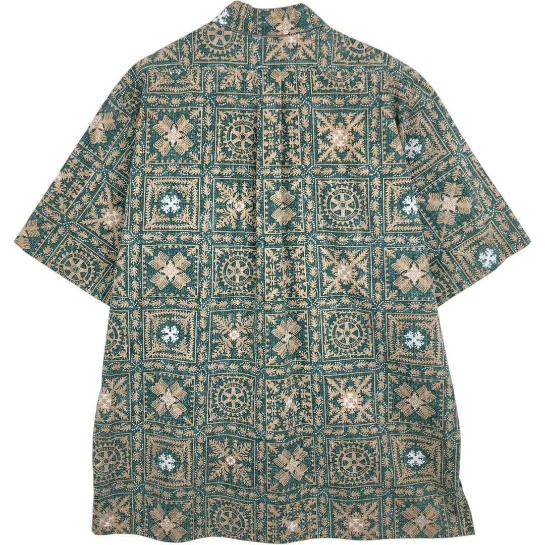 90'S Reyn Spooner Bikini Tag All-Over Print Lahaina Sailor Button-Down Aloha Shirt, Boxy Shirt, Men's Size L (approx.) cotton Green type dark green Vintage Second Hand
