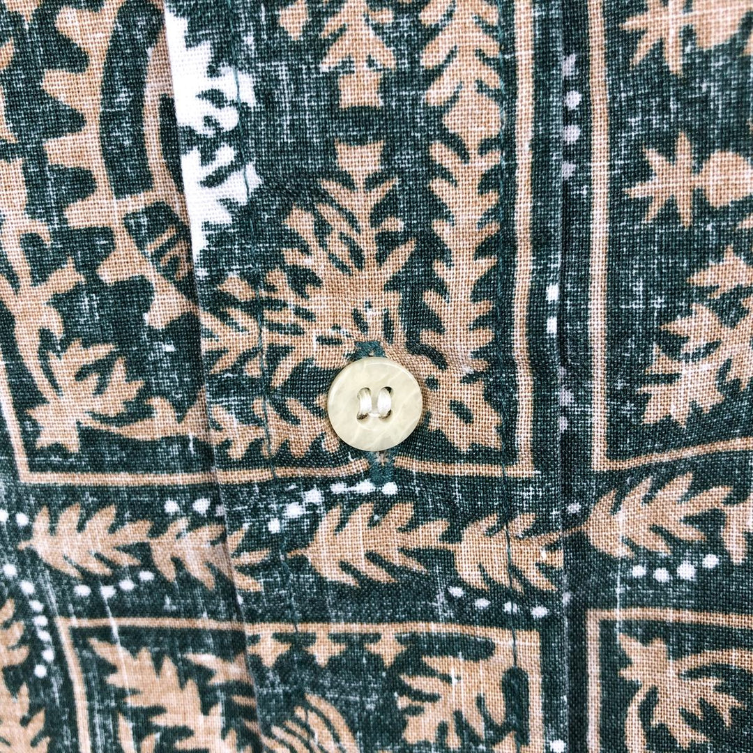 90'S Reyn Spooner Bikini Tag All-Over Print Lahaina Sailor Button-Down Aloha Shirt, Boxy Shirt, Men's Size L (approx.) cotton Green type dark green Vintage Second Hand