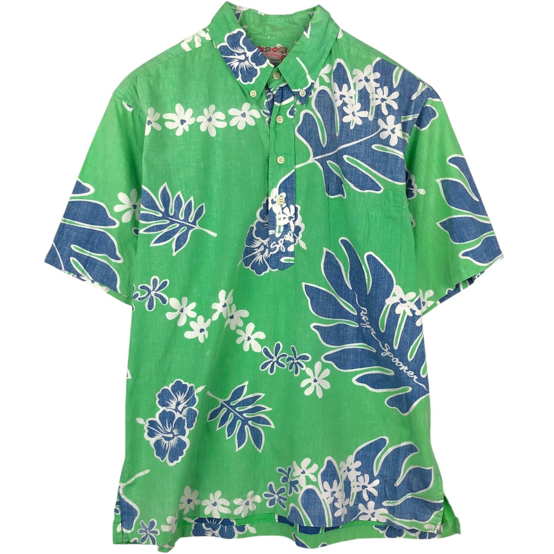 90'S Reyn Spooner Commemorative Classics Botanical Pattern Half-Button Button-Down Aloha Shirt, Men's Size XL (approx.) cotton green type Vintage Second Hand