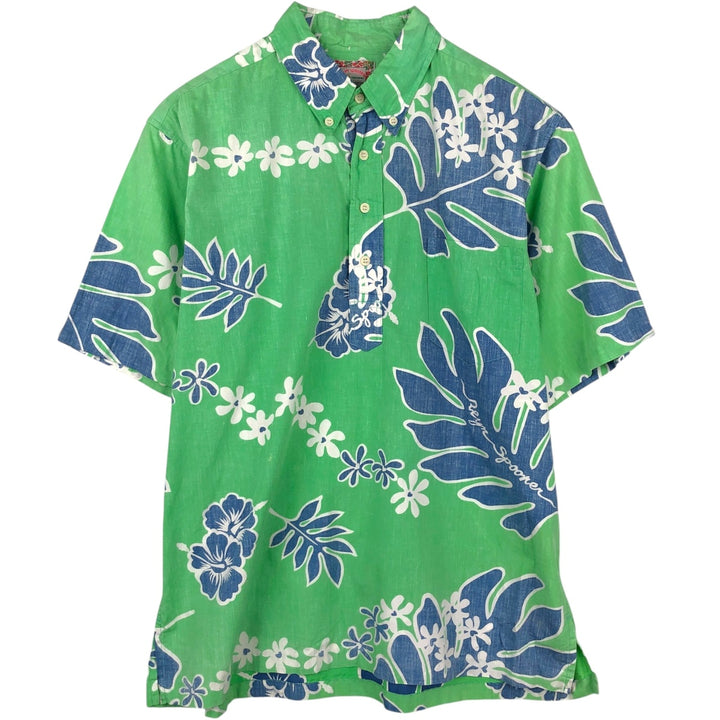 90'S Reyn Spooner Commemorative Classics Botanical Pattern Half-Button Button-Down Aloha Shirt, Men's Size XL (approx.) cotton green type Vintage Second Hand