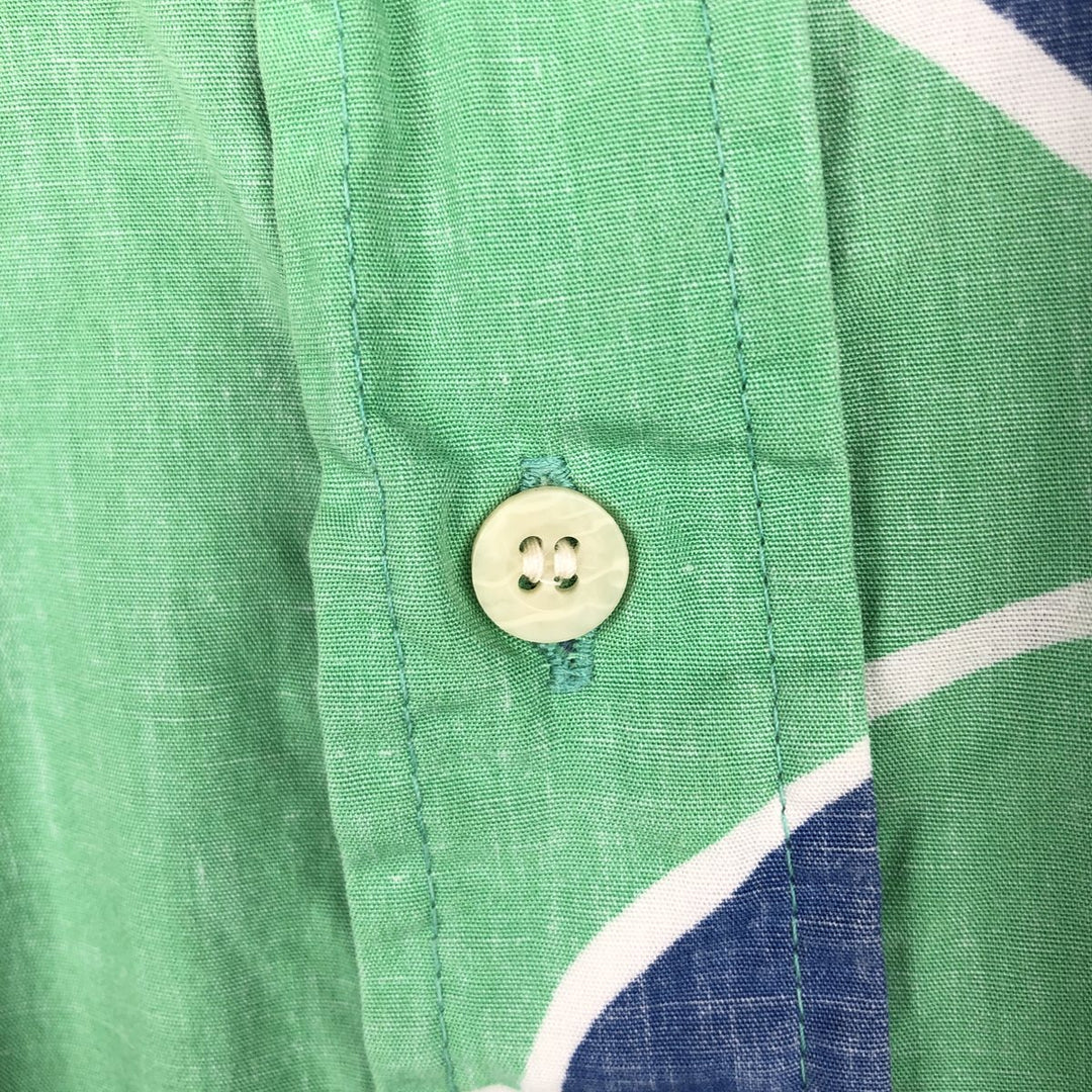 90'S Reyn Spooner Commemorative Classics Botanical Pattern Half-Button Button-Down Aloha Shirt, Men's Size XL (approx.) cotton green type Vintage Second Hand