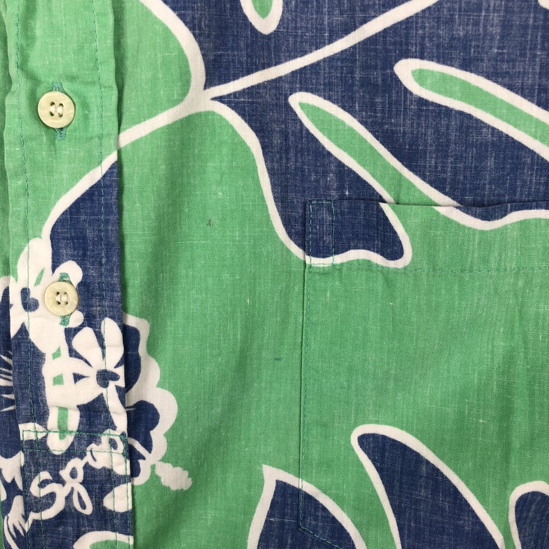 90'S Reyn Spooner Commemorative Classics Botanical Pattern Half-Button Button-Down Aloha Shirt, Men's Size XL (approx.) cotton green type Vintage Second Hand