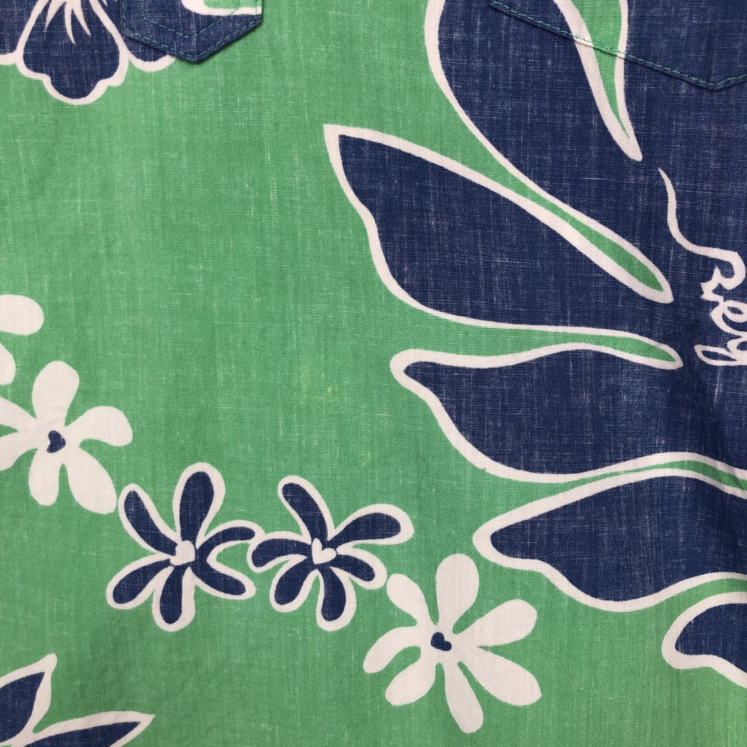 90'S Reyn Spooner Commemorative Classics Botanical Pattern Half-Button Button-Down Aloha Shirt, Men's Size XL (approx.) cotton green type Vintage Second Hand