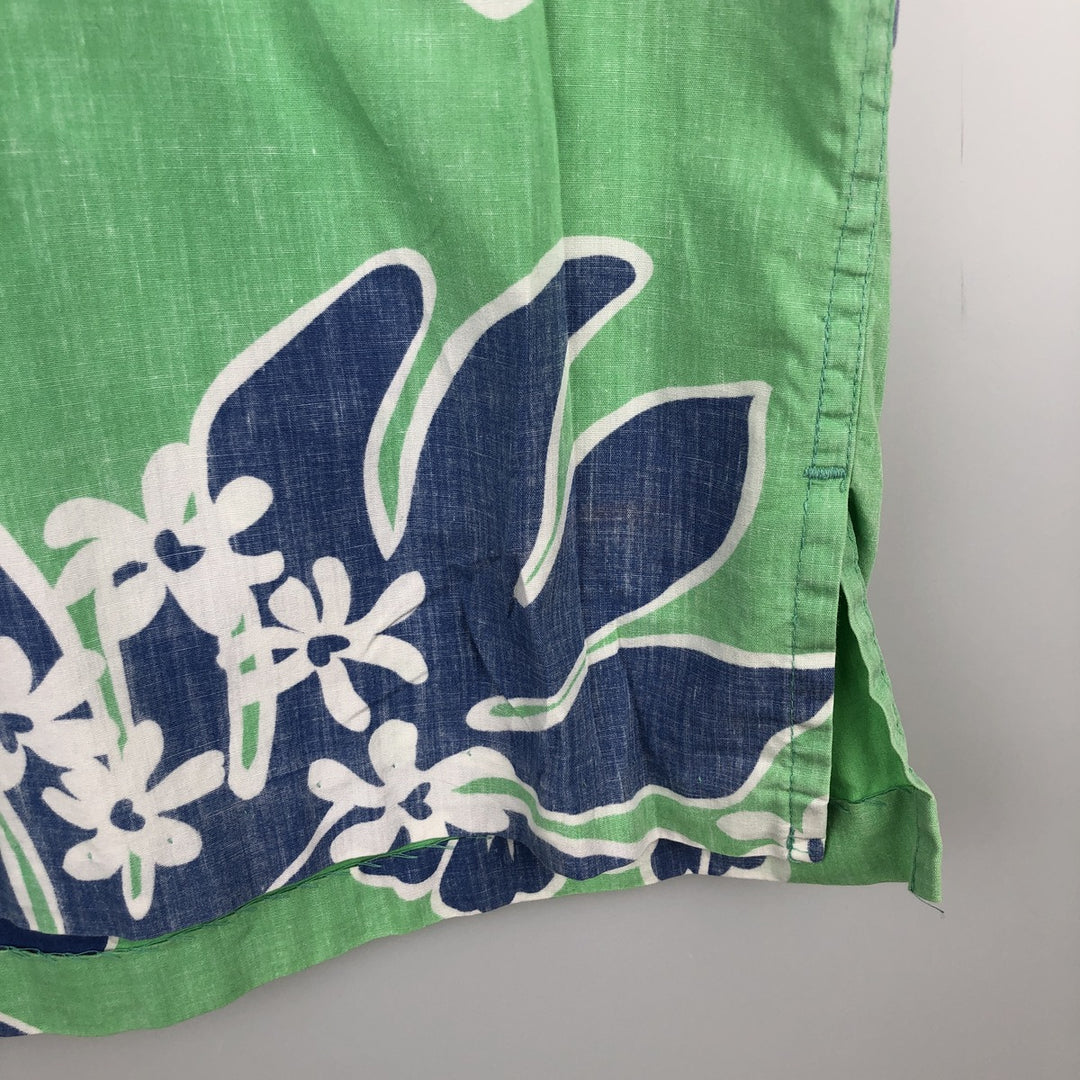 90'S Reyn Spooner Commemorative Classics Botanical Pattern Half-Button Button-Down Aloha Shirt, Men's Size XL (approx.) cotton green type Vintage Second Hand